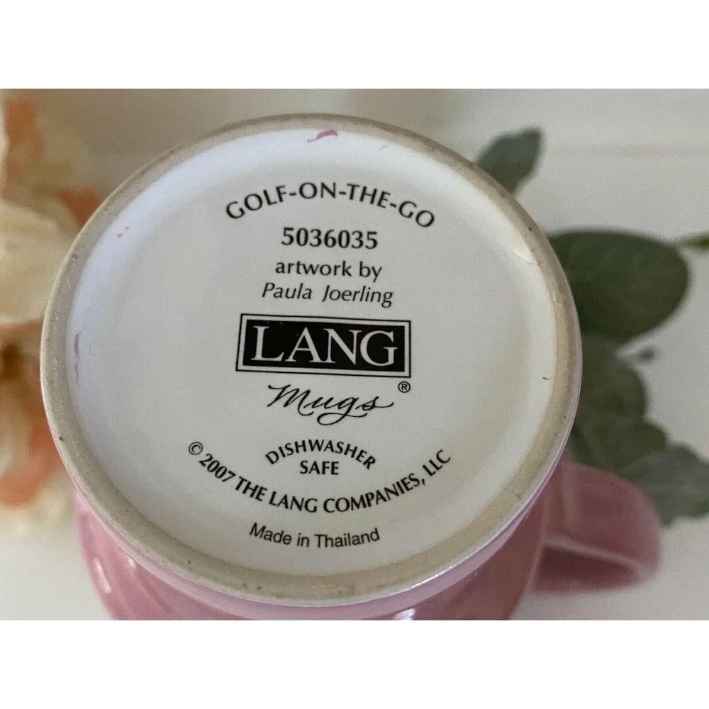 Lang Golf Travel Mug Pink‎ Argyle Ceramic Lid Golf